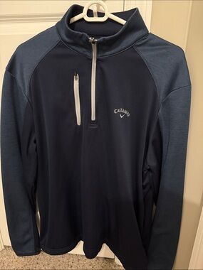 Callaway Navy and Slate Blue Performance Quarter Zip Pullover